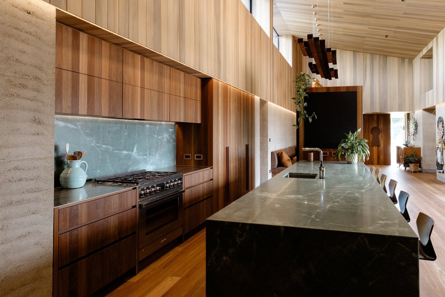 Timber joinery and stone benchtops in Dobbyn Builders’ Matakana residential project